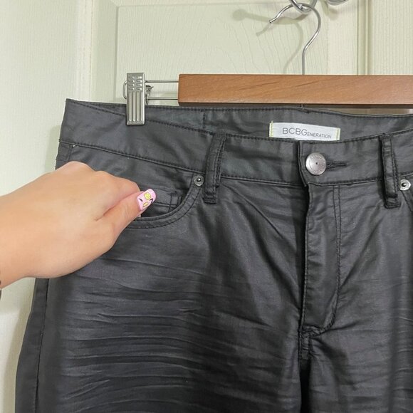 BCBGeneration Womens Black Mid Rise Faux Leather Skinny Pants Size 29 - Picture 4 of 8